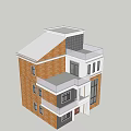 Modern Single Family House Exterior With Wooden Panel White Walls And Large Windows