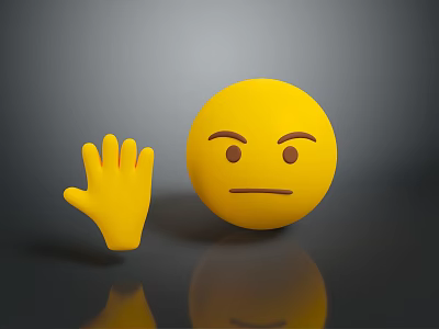 Game Movie Character With Frowning Emoji And Stop Hand Gesture Design 3d model