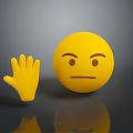 Game Movie Character With Frowning Emoji And Stop Hand Gesture Design
