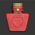Red Square Medical Device Bottle With Wooden Stopper Rope And Heart Pattern