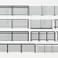 Different Modern Railing Designs With Glass Panels And Metal Frames 3d model