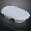 White Foam Food Container With Two Compartments And Secure Fitted Lid 3d model