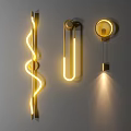 Modern Luxury Wall Lamps With Three Different Designs And Yellow Lighting Mounted On Grey Wall