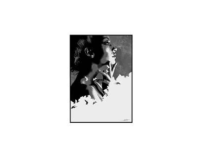 Black and White Portrait Painting Featuring Abstract Geometric Patterns And Side Profile Modern Home Decor 3d model