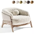 Cozy Modern Accent Chair With Plush Faux Fur Upholstery And Wooden Legs Design