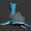 Blue Cartoon Character With Gray Bumpy Shell And Light Colored Underbelly 3d model