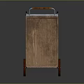 Two Tiered Wooden Cart With Metal Frame And Brown Rolling Wheels Design