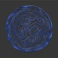 Abstract Blue Wireframe Sphere With Intricate Curved Lines And Reflective Surface