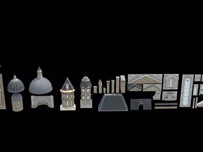 Various Architectural Elements Featuring Domes Towers Arches And Window Frames 3d model