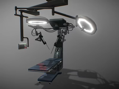 Advanced Surgical Operating Table With Overhead Lights And Medical Instruments 3d model