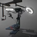 Advanced Surgical Operating Table With Overhead Lights And Medical Instruments