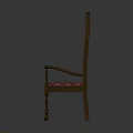 Wooden Leisure Chair with Arched Backrest Pink Floral Fabric Seat and Armrests