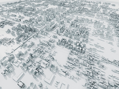 Modern Bird's Eye View Urban Planning White Film 3d model