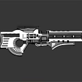 Futuristic White And Black Weapon With Long Barrel Grip And Scope Design
