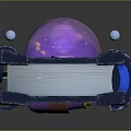 Decorative Book Shaped Box With Purple Sphere Blue Base Pink Lines And Floating Small Balls