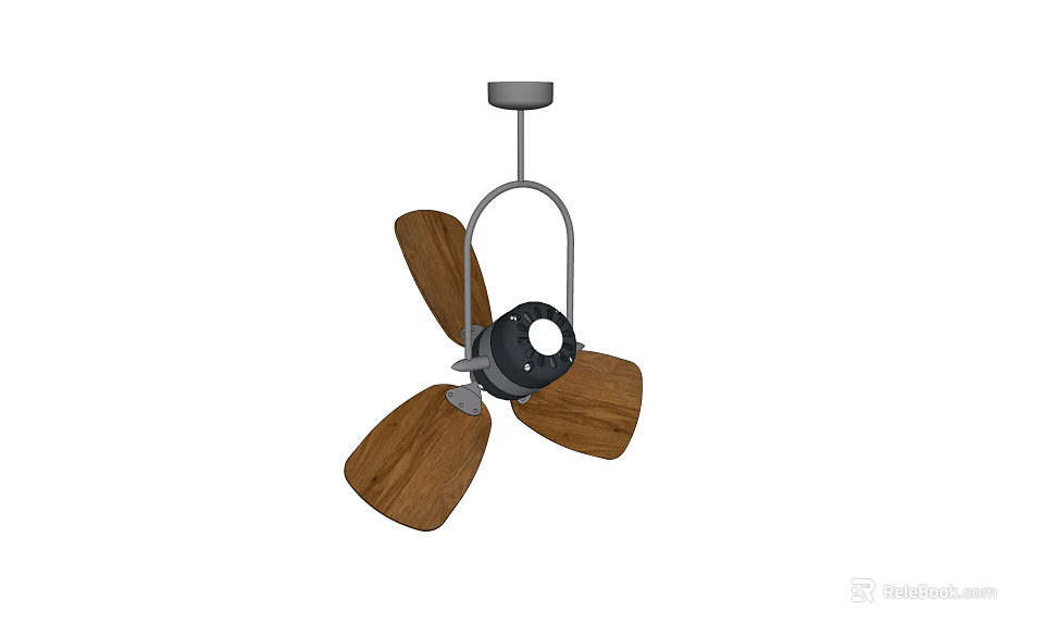Ceiling Mounted Air Conditioner Fan With Wooden Blades And Modern Design 3d model 