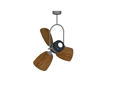 Ceiling Mounted Air Conditioner Fan With Wooden Blades And Modern Design 3d model