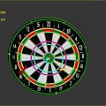 Classic Dartboard With Red Green Black White Numbered Sections And Darts