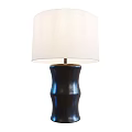 Elegant Table Lamp With White Lampshade And Dark Glossy Bamboo Shaped Ceramic Base 3d model