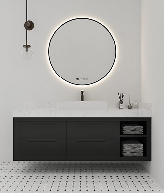 modern sink bathroom cabinet 3d model