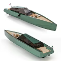 Sleek Green Yacht With Open Deck And Modern Design