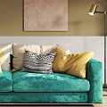 Modern double sofa fabric three-seat sofa 3d model