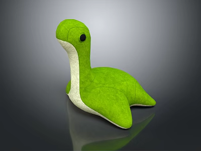 Adorable Green Turtle Soft Plush Toy With White Belly And Black Eyes 3d model
