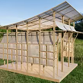 Contemporary Landscape Pavilion With Open Design Wooden Structure Metal Frame Transparent Roof And Surrounding Trees