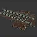Rusty Metal Railroad Track Components With Interconnected Rails And Plates