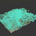3D Terrain Model With Central Stone Pillar And Colorful Textured Surface
