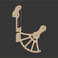 Golden Mechanical Device With Metal Gear Wheel Components And Reflective Surface 3d model