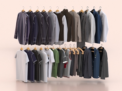 Clothes Clothing Coat Hanging Area Hanger 3d model