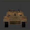 Realistic 3D Military Tank With Desert Camouflage Turret Cannon And Tracks