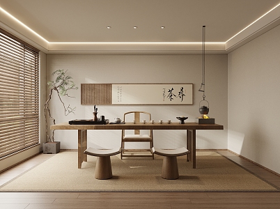 New Chinese Zen Tea Room Meeting Room Tea Table 3d model