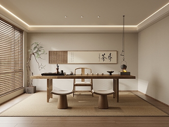 New Chinese Zen Tea Room Meeting Room Tea Table 3d model