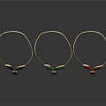 Three Elegant Gold Leaf Design Necklaces With Colored Gemstone Pendants