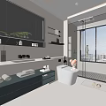 Modern Bathroom Interior Design With Large Mirror Glass Shower Vanity Countertop Towels And Slippers