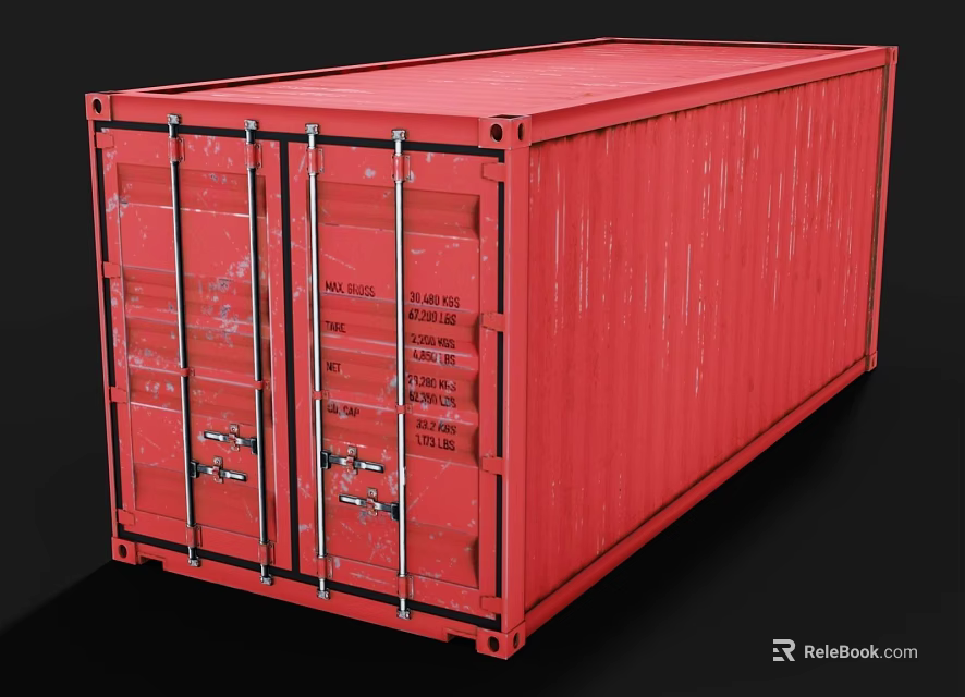 Red Industrial Shipping Container With Secure Locking System And Durable Structure 3d model 
