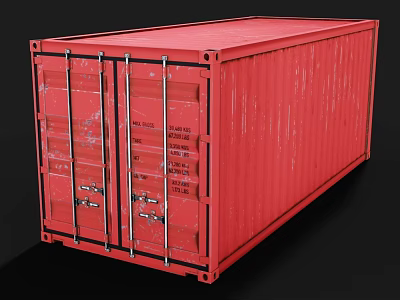 Red Industrial Shipping Container With Secure Locking System And Durable Structure 3d model