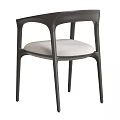 Modern Minimalist Dining Chair With Black Curved Armrest Frame And Light Padded Seat Cushion