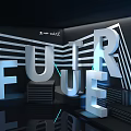 Modern Tech Inspired Display With Large 3D FUTURE Letters And Illuminated Design 3d model