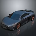 Sleek Metallic Gray Sports Car With Copper Wheels And Rear Spoiler