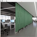 Modern aisle screen felt activity screen partition office area partition green hollowed-out stripes 3d model