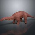 3D Brown Dinosaur Model With Long Neck Large Body On Reflective Surface 3d model