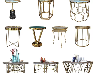 Modern Coffee Tables With Metal Frames Glass Tops And Various Geometric Designs 3d model