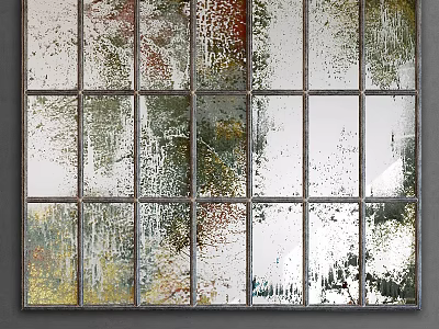Artistic Grid Paneled Mirror With Colorful Textured Glass Panels For Modern Wall Decor 3d model