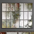 Artistic Grid Paneled Mirror With Colorful Textured Glass Panels For Modern Wall Decor