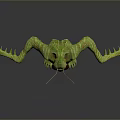 Green Alien Game Movie Character With Antennae Large Red Eyes And Textured Body