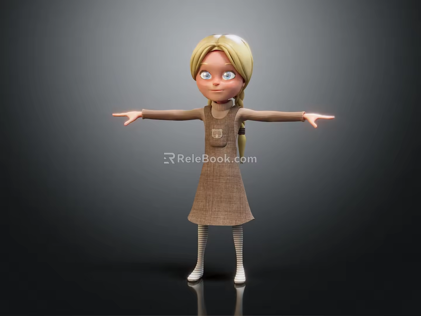 Modern game character girly 3d model