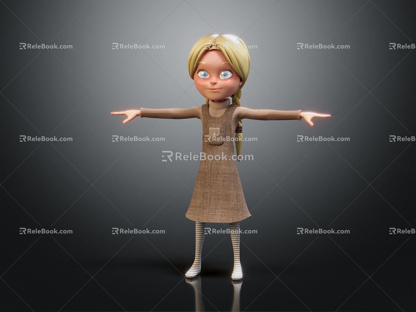 Modern game character girl girly 3d model